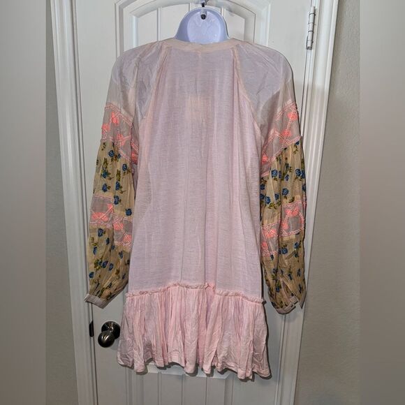 Free People Boho Pink and Floral Tunic Top - Picture 2 of 9